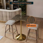 Table à manger hauteur bar carrée LeisureMod Verve 24 - Plateau en MDF moderne avec piédestal doré brossé Table hauteur comptoir pour cuisine, maison et pub