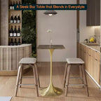 Table à manger hauteur bar carrée LeisureMod Verve 24 - Plateau en MDF moderne avec piédestal doré brossé Table hauteur comptoir pour cuisine, maison et pub