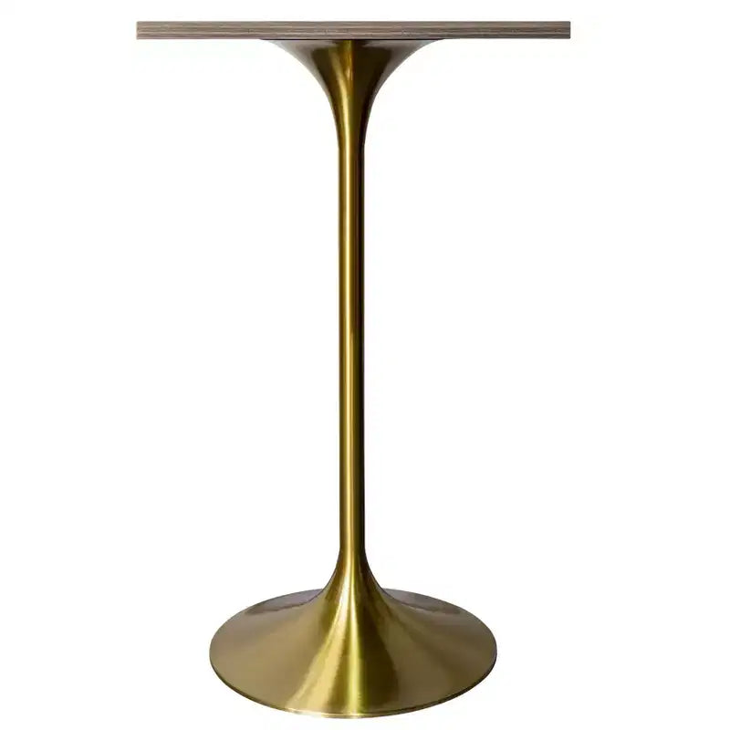Table à manger hauteur bar carrée LeisureMod Verve 24 - Plateau en MDF moderne avec piédestal doré brossé Table hauteur comptoir pour cuisine, maison et pub