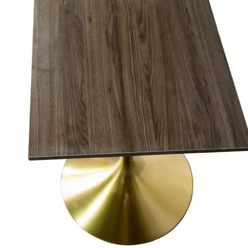 Table à manger hauteur bar carrée LeisureMod Verve 24 - Plateau en MDF moderne avec piédestal doré brossé Table hauteur comptoir pour cuisine, maison et pub