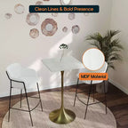 Table à manger hauteur bar carrée LeisureMod Verve 24 - Plateau en MDF moderne avec piédestal doré brossé Table hauteur comptoir pour cuisine, maison et pub