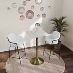 Table à manger hauteur bar carrée LeisureMod Verve 24 - Plateau en MDF moderne avec piédestal doré brossé Table hauteur comptoir pour cuisine, maison et pub