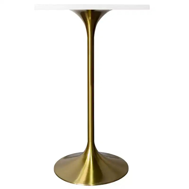Table à manger hauteur bar carrée LeisureMod Verve 24 - Plateau en MDF moderne avec piédestal doré brossé Table hauteur comptoir pour cuisine, maison et pub