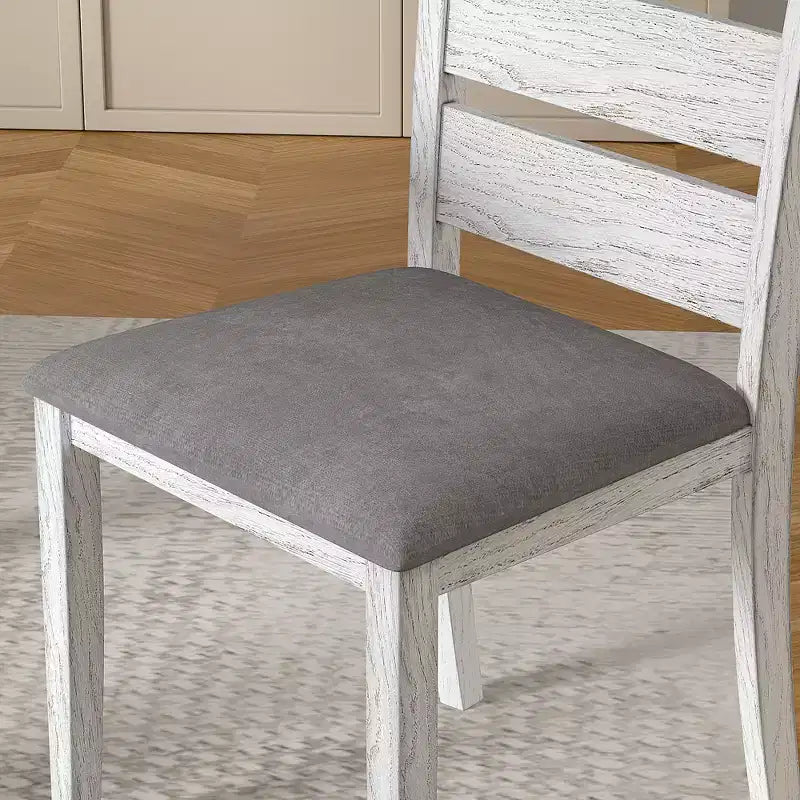 Ensemble de salle à manger 7 pièces de style rustique VECELO pour 6 personnes, table en bois d'hévéa avec 6 chaises de salle à manger rembourrées, gris