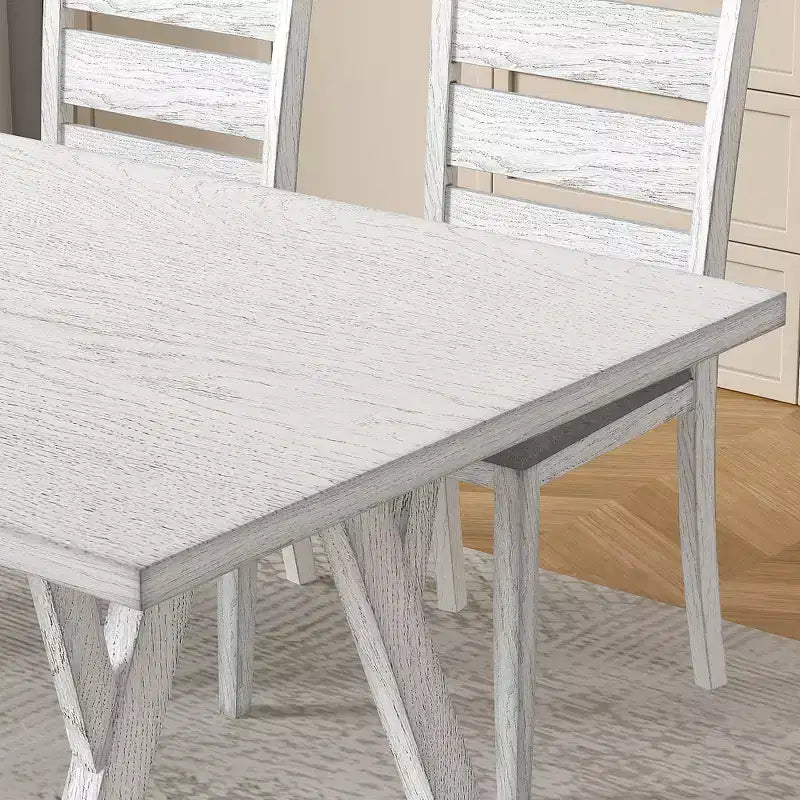 Ensemble de salle à manger 7 pièces de style rustique VECELO pour 6 personnes, table en bois d'hévéa avec 6 chaises de salle à manger rembourrées, gris
