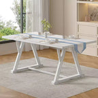 Ensemble de salle à manger 7 pièces de style rustique VECELO pour 6 personnes, table en bois d'hévéa avec 6 chaises de salle à manger rembourrées, gris