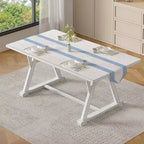 Ensemble de salle à manger 7 pièces de style rustique VECELO pour 6 personnes, table en bois d'hévéa avec 6 chaises de salle à manger rembourrées, gris