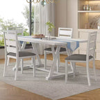 Ensemble de salle à manger 7 pièces de style rustique VECELO pour 6 personnes, table en bois d'hévéa avec 6 chaises de salle à manger rembourrées, gris