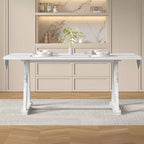 Ensemble de salle à manger 7 pièces de style rustique VECELO pour 6 personnes, table en bois d'hévéa avec 6 chaises de salle à manger rembourrées, gris