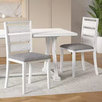 Ensemble de salle à manger 7 pièces de style rustique VECELO pour 6 personnes, table en bois d'hévéa avec 6 chaises de salle à manger rembourrées, gris