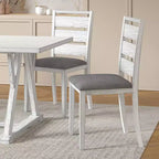 Ensemble de salle à manger 7 pièces de style rustique VECELO pour 6 personnes, table en bois d'hévéa avec 6 chaises de salle à manger rembourrées, gris