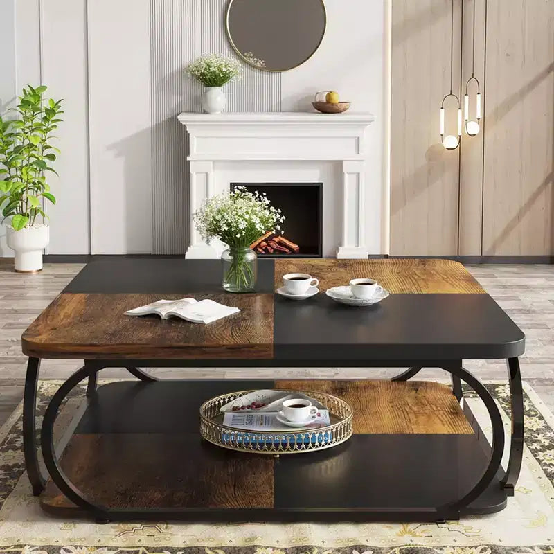 MAYEERTY 39 Table Basse Carrée Polyvalente Surface Lisse Facile à Nettoyer pour Salon
