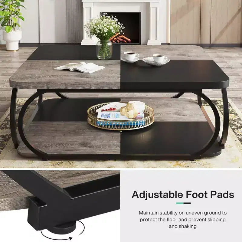 MAYEERTY 39 Table Basse Carrée Polyvalente Surface Lisse Facile à Nettoyer pour Salon