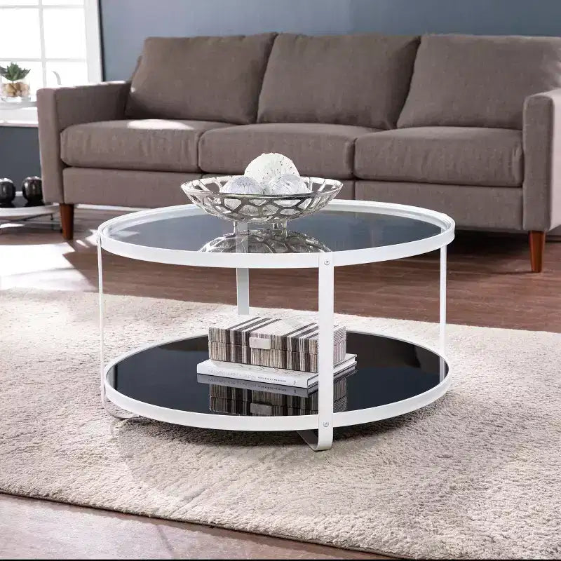 Table basse Vimmerly avec plateau en verre - Blanche - SEI