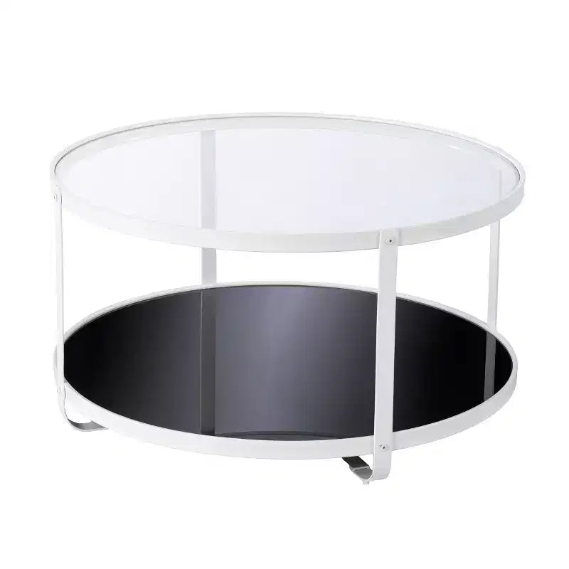 Table basse Vimmerly avec plateau en verre - Blanche - SEI