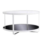 Table basse Vimmerly avec plateau en verre - Blanche - SEI