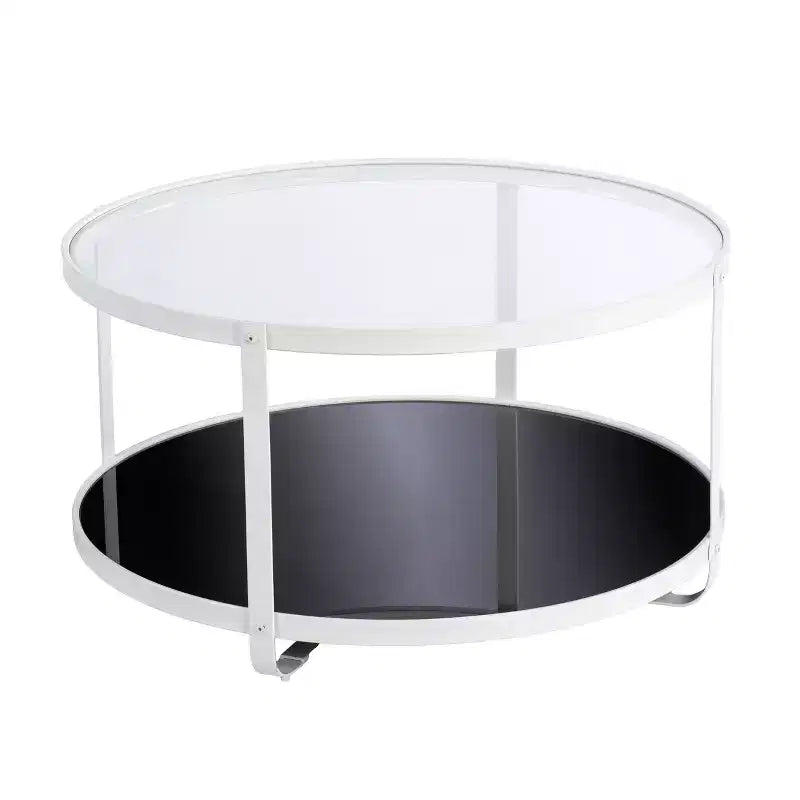 Table basse Vimmerly avec plateau en verre - Blanche - SEI