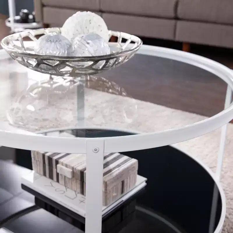 Table basse Vimmerly avec plateau en verre - Blanche - SEI
