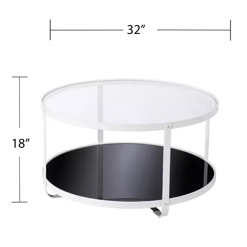 Table basse Vimmerly avec plateau en verre - Blanche - SEI