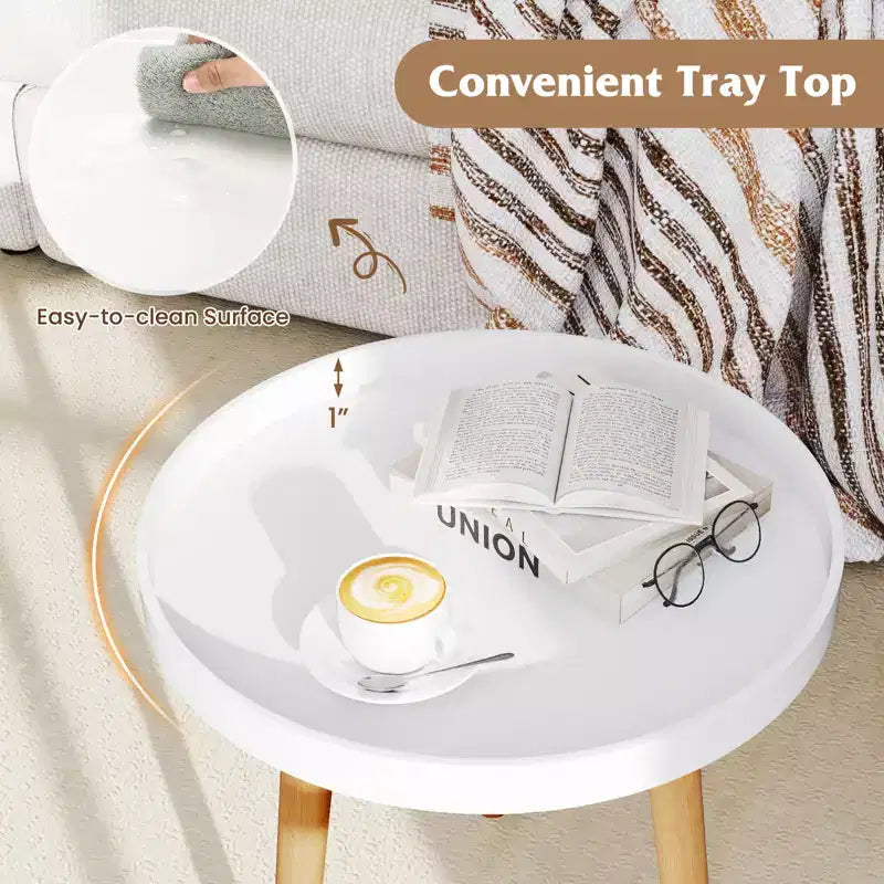 Costway Table d'appoint ronde Canapé Table Basse Table d'appoint Table de Chevet Meuble de Maison