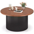 Costway Round Coffee Table 32 Tea Table with Solid Wood Frame Home Accent Cocktail Table