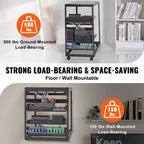 Armoire de serveur VEVOR 20U, boîtier réseau à structure ouverte, montable au mur avec 2 étagères perforées et 4 roulettes, profondeur réglable de 23 à 40 pouces