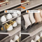 Meuble à chaussures avec tiroirs basculants, Organiseur de chaussures en bois avec étagère réglable pour entrée
