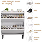 Meuble à chaussures avec tiroirs basculants, Organiseur de chaussures en bois avec étagère réglable pour entrée