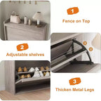 Meuble à chaussures avec tiroirs basculants, Organiseur de chaussures en bois avec étagère réglable pour entrée