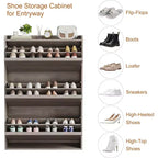 Meuble à chaussures avec tiroirs basculants, Organiseur de chaussures en bois avec étagère réglable pour entrée