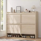 Meuble à chaussures avec tiroirs basculants, Organiseur de chaussures en bois avec étagère réglable pour entrée