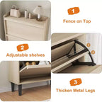 Meuble à chaussures avec tiroirs basculants, Organiseur de chaussures en bois avec étagère réglable pour entrée