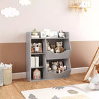 Étagère à livres 3 niveaux pour enfants de 80 cm de hauteur, meuble de rangement pour jouets, organisateur de jouets à 5 casiers pour chambre, couloir, salon et crèche