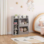 Étagère à livres 3 niveaux pour enfants de 80 cm de hauteur, meuble de rangement pour jouets, organisateur de jouets à 5 casiers pour chambre, couloir, salon et crèche