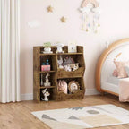 Étagère à livres 3 niveaux pour enfants de 80 cm de hauteur, meuble de rangement pour jouets, organisateur de jouets à 5 casiers pour chambre, couloir, salon et crèche