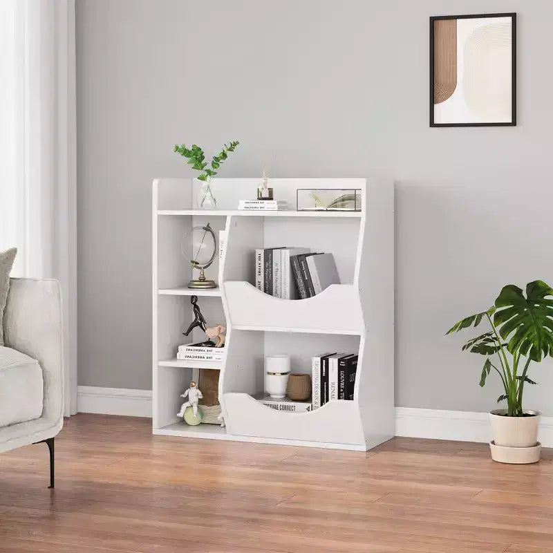 Étagère à livres 3 niveaux pour enfants de 80 cm de hauteur, meuble de rangement pour jouets, organisateur de jouets à 5 casiers pour chambre, couloir, salon et crèche