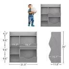 Étagère à livres 3 niveaux pour enfants de 80 cm de hauteur, meuble de rangement pour jouets, organisateur de jouets à 5 casiers pour chambre, couloir, salon et crèche