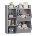 Étagère à livres 3 niveaux pour enfants de 80 cm de hauteur, meuble de rangement pour jouets, organisateur de jouets à 5 casiers pour chambre, couloir, salon et crèche