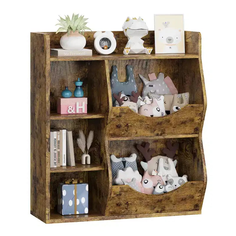 Étagère à livres 3 niveaux pour enfants de 80 cm de hauteur, meuble de rangement pour jouets, organisateur de jouets à 5 casiers pour chambre, couloir, salon et crèche