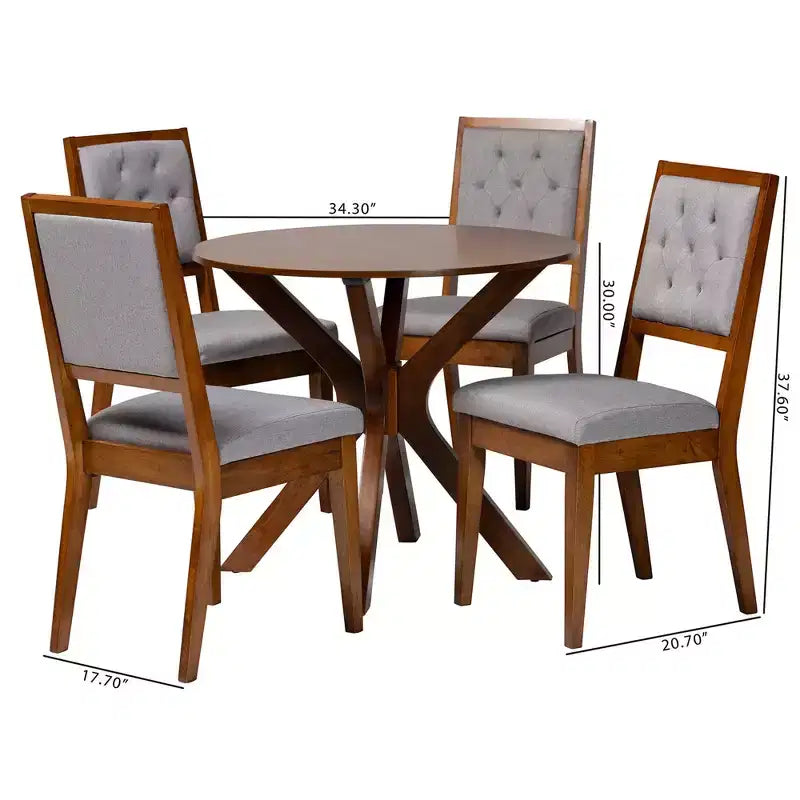 Ensemble de salle à manger 5 pièces Baxton Studio Mana en bois gris et noyer marron, de style moderne