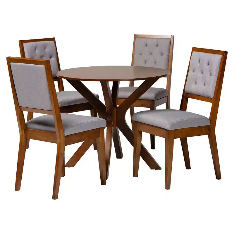 Ensemble de salle à manger 5 pièces Baxton Studio Mana en bois gris et noyer marron, de style moderne