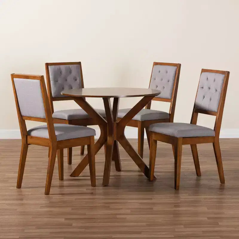 Ensemble de salle à manger 5 pièces Baxton Studio Mana en bois gris et noyer marron, de style moderne