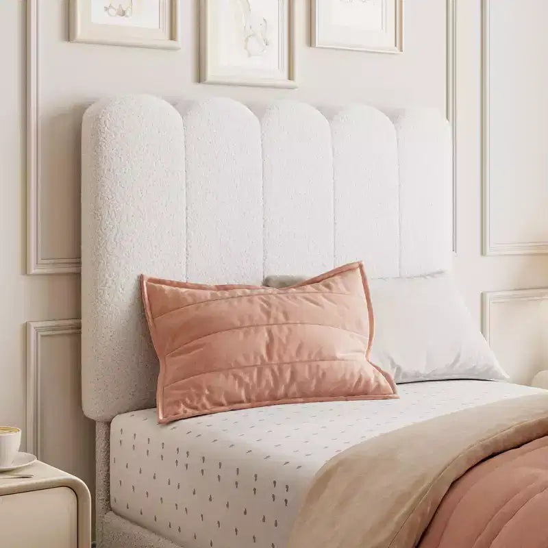 Cadre de lit simple avec tiroir de rangement et tête de lit, lit plateforme simple capitonné en velours pour filles, support robuste en lattes de bois
