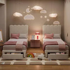 Cadre de lit simple avec tiroir de rangement et tête de lit, lit plateforme simple capitonné en velours pour filles, support robuste en lattes de bois