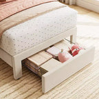 Cadre de lit simple avec tiroir de rangement et tête de lit, lit plateforme simple capitonné en velours pour filles, support robuste en lattes de bois