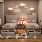 Cadre de lit simple avec tiroir de rangement et tête de lit, lit plateforme simple capitonné en velours pour filles, support robuste en lattes de bois