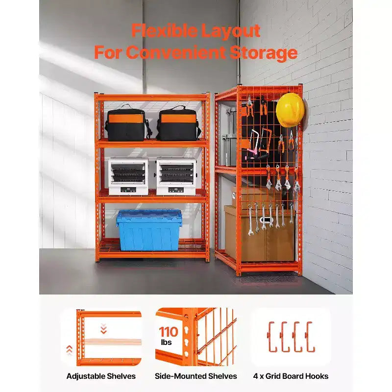 Étagères de rangement VEVOR, 1088 kg, Étagères de garage robustes à 4 niveaux, Étagères métalliques réglables 50,8 P x 101,6 L x 152,4 H pour unité de rayonnage industriel