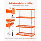 Étagères de rangement VEVOR, 1088 kg, Étagères de garage robustes à 4 niveaux, Étagères métalliques réglables 50,8 P x 101,6 L x 152,4 H pour unité de rayonnage industriel
