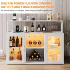Meuble de bar de cuisine DobleePy, buffet autoportant avec armoire de rangement, casier à vin et porte-verres