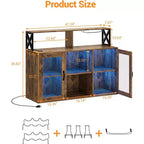 Meuble de bar de cuisine DobleePy, buffet autoportant avec armoire de rangement, casier à vin et porte-verres